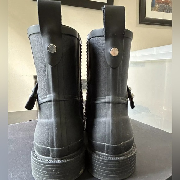 Rag & Bone New York Black Rubber Moto Rain Boots Size 38 EU 8 US Women’s - Picture 4 of 6